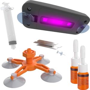 Brennenstuhl Windshield Repair Kit for Chips and Cracks, Rock Chip Repair Kit Windshield, for All Car Windshield Crack Repair Kit to Repair Scratches, with Curing and Pressurizing Device