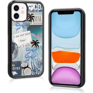 2 x Trendy Beach Summer Aesthetic Phone Case Compatible with iPhone 11 6.1 Inch - Shockproof Protective Girl Preppy Collage Print Case, Cute Coastal Coquette Phone Case Designed for Women Men Girls