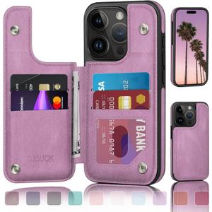 DJDUCK Designed for iPhone 16 Pro Max Case Wallet with Card Holder, [Magnetic Clasp Cover] [RFID Blocking Leather Protection] Shockproof Women Men Cases 6.9 Inch for Apple 16 Pro Max Light Purple