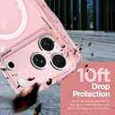 MOWIME Magnetic Case for iPhone 17 Pro Max [Compatible with Magsafe] [Cute Wave Glitter Design] [1 Screen Protector] Slim Soft TPU Clear Bling Case for iPhone 17 Pro Max 6.9" 2025, Pink