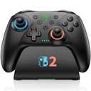 Switch 2 Controller for Nintendo Switch 2/Switch/OLED/Lite Controllers, Wireless Switch Controller with Charging Dock, RGB Switch Pro Controller with Hall Effect, Programmable, Turbo and Vibration, Black