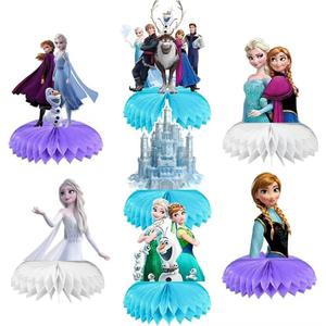 For Frozen Birthday Party Supplies, 7Pcs Honeycomb Centerpieces for FrozenParty Decorations, Double Sided Table Decorations Centerpieces Party