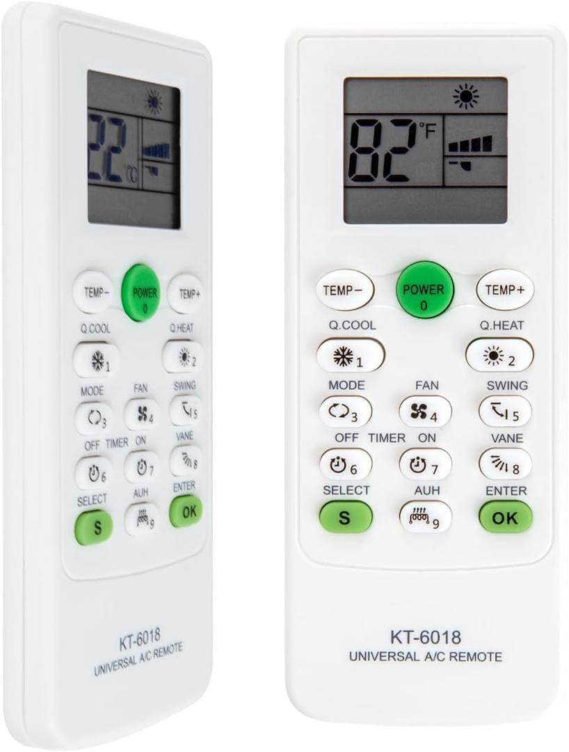 Universal AC Remote Control - 6000 in 1 LCD A/C Conditioning Controller for Multiple Brands Including Mitsubishi, Toshiba, Hitachi, Fujitsu, Daewoo, LG, Samsung, Electrolux, Sanyo, and AUX