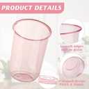 16oz Disposable Stemless Glasses with Flat Lids and Straws,PET Disposable Drinking Cups,Clear Plastic Wine Glasses for Parties Birthday,Wedding,Meeting,Christmas Party Supplies. (50, Pink)