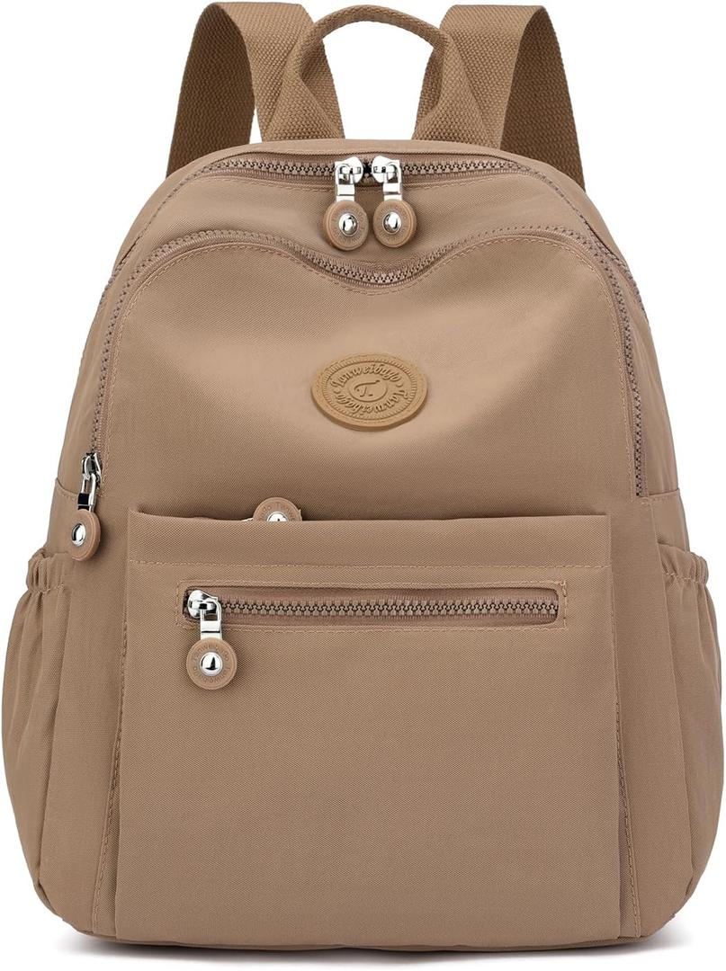 Mini Nylon Women Backpacks,11L Small Ladies backpacks Casual Lightweight Women Shopping Travel Daypack (Beige)