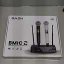 BASN UHF Dual Channel Wireless Microphone System, Handheld Mics for Stage, Karaoke, Weddings, DJ, and Events (Black & White)