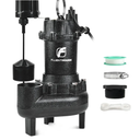 FLUENTPOWER 3/4HP 5000GPH Sewage Effluent Pump, Cast Iron Ejector Submersible Sewer Pump, with Automatic Vertical Float Switch for Basement Residential Septic Basin, 10 ft Cord, 2" NPT Discharge