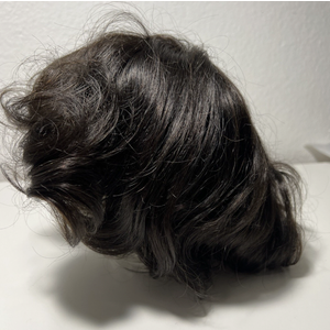 Men Toupee Human Hair Soft Thin Skin Evropean 9” Black #1B 