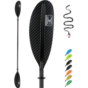 OCEANBROAD Carbon Fiber Kayak Paddle 90.5in/230cm for Adults Kayaking Boating Canoeing Oar with Paddle Leash
