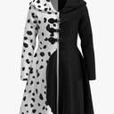 Pexlaxy Kids Girls Black White Costume Halloween Cosplay Coat Cloak for Child Size 140