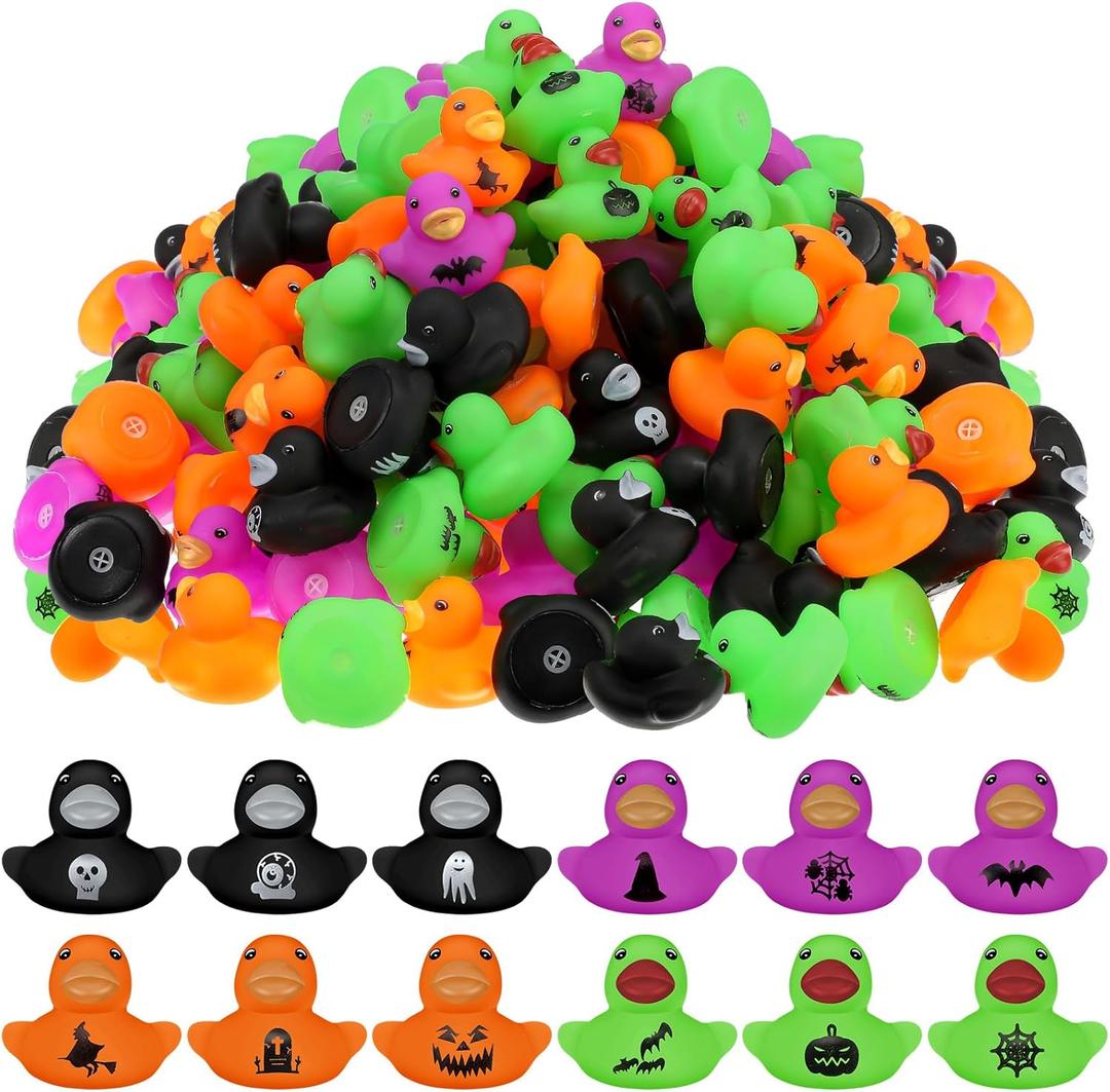 Junkin 25 Pcs Halloween Rubber Ducks Bulk Mini Rubber Ducks Small Duck in Bulk Gift for Halloweens Party Favors Toys (Halloween Duck)