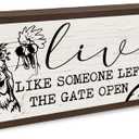 Funny Chicken Decor, Live Like Someone Left the Gate Open Sign, Chicken Coop Decors, Funny Farmhouse Home Decoration, Decorative Wooden Wall Plaque 9.5x3.1x1 inches (style 11)