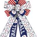 On-Airstore Large Baseball Decor with Burlap Boves in Blue, White, Red Stripe for Sports Events & Indoor/Outdoor Decoration