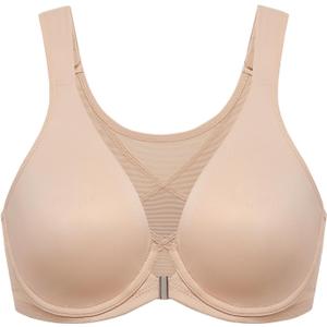 DELIMIRA Women's Front Closure Bras Posture Full Coverage Plus Size Underwire Unlined Back Support Plunge Seamless Bra B-H (Beige, XL)