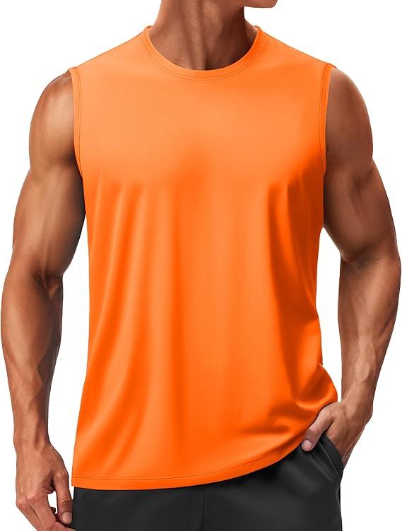 TACVASEN Men's Sleeveless Shirts Quick Dry Tank Tops for Men Sun Protection UPF 50+ Athletic Gym Workout Muscle Shirts S