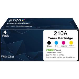210A 210X 4 Pack Toner Cartridges Replacement for HP 210A 210 W2100X W2100A Compatible with Color Laserje Pro 4201dn 4201dw MFP Pro 4301fdn 4301fdw 4301dw Printers-High Yield (with Chip) - (K/C/M/Y)