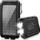 Solar-Charger-Power-Bank-49800mAh Portable Solar Phone Charger with LED Flashlight/15W Fast Charge USB C Waterproof External Backup Battery Pack for All Cell Phones & Electronic Devices