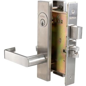 SOPHIA Commercial/Residential Heavy Duty Mortise Lockset Door Lever Lock Non-Handed Grade 1 - Escutcheon Plate Keyed Lever Lockset, ADA, US32D Satin Chrome Finish for Entrance Front Door