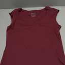 REORIA Women's Summer Sexy Casual V Neck Double Lined Seamless Sleeveless Slimming One Piece Leotards Going Out Trendy Tank Top Tees Thong Bodysuits Rusty Red Large