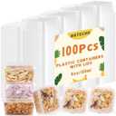 100 Pack Square Sauce Cup with Hinged Lids,4 oz Plastic Souffle Cups,Disposable Clear Leak Proof Portion Cups for Various Sauces Food Samples Condiment Storage Crafts (4oz)