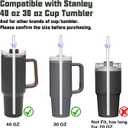 2 x Glass Replacement Straw Compatible with Stanley 40 oz 30 oz Cup Tumbler, 6-Pack Reusable Cute Straws with Cleaning Brush, Clear