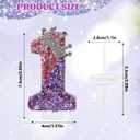 Crown Birthday Number Candle, 1st Birthday Candle for Cake Decoration, Purple Pink Glitter Number 1 Candles Cake Topper for Baby Girls Anniversary Celebration Party Supplies