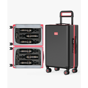 Liquor Suitcase 6 Bottle, Hard Shell Travel Case with TSA Approved Lock, Removable Insert & 360° Spinner Wheels for Air Travel (Black)