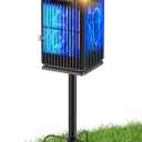 Solar Bug Zapper Outdoor, Waterproof Mosquito Zapper with Ground Stake, Cordless 4200V Electric Fly Zapper w/Smart Light Sensor, 5000mAh Rechargeable Mosquito Killer Trap for Patio Backyard Camping, Black