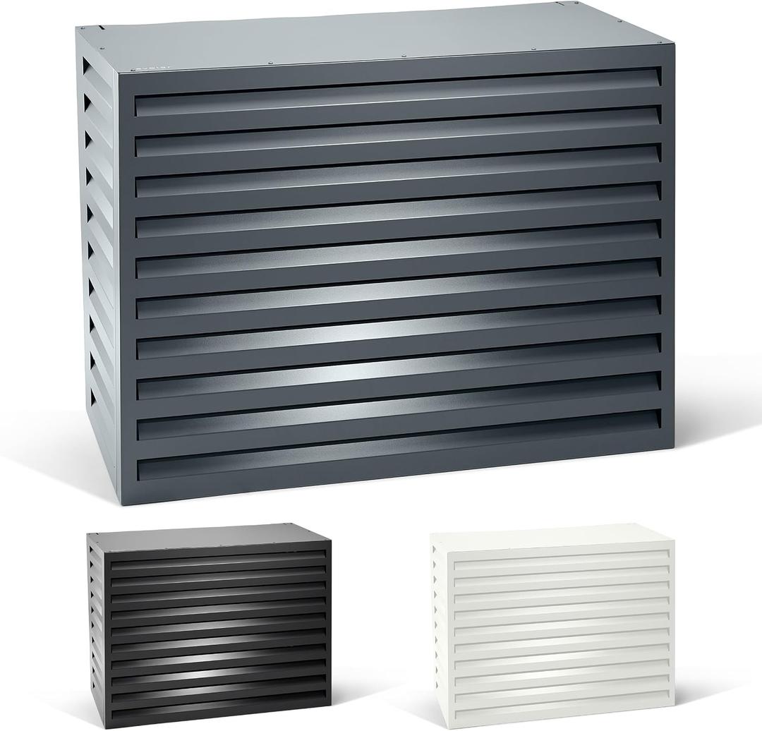 EVOLAR Mini Split AC Cover for Outside Units, Aluminium Heat Pump Cover - Heavy Duty Outdoor AC Unit Sound Barriers Fits up to 31.5W x 25.6H Inch - Medium, Grey