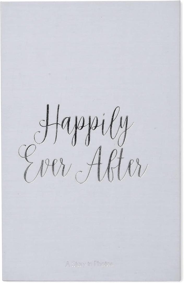 New View Gifts Linen Happily Ever After Coffee Table Album, Wedding Photo Album for 180 4x6 Photos, Gray