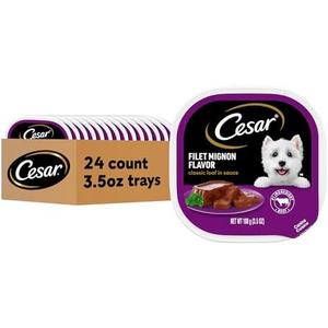 Cesar Wet Dog Food Classic Loaf in Sauce Filet Mignon Flavor, 3.5 oz. Easy Peel Trays (19 Count, Pack of 1)