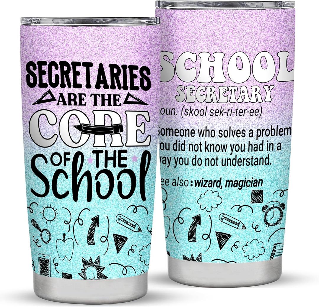 School Secretary Gifts, School Secretary Tumbler 20oz, School Secretary Appreciation Gifts for Women, Gifts for School Secretaries Birthday, Administrative Professional Day Gifts