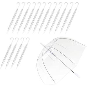 DIYYILIF 16 Pcs Clear Bubble Umbrellas, Bulk Large Transparent Dome Wedding Umbrella, J Hook Handle Outdoor Umbrella for Wedding Bridal Parties Graduation Events