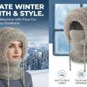 3-in-1 Women's Winter Knitted Balaclava Hat with Neck Warmer, 2026 New Multifunctional Cozy Fleece Ski Mask for Extreme Cold, Windproof Hooded Scarf for Outdoor Sports & Hiking（Gray）