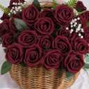 Coferset 50pcs Burgundy Artificial Roses Flowers in Bulk,Velvet Fake Rose with Long Stem Realistic Artificial Roses for Wedding Bouquets, DIY Centerpieces, Romantic Home & Party Decorations