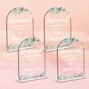 4 Pcs Acrylic Wedding Sign, Bridal Shower Decoration, Reserved Seating Sign for Immediate Family, Modern Font Table Signs, Acrylic Table Top Signs for Wedding Reception(Clear Eucalyptus Leaves)