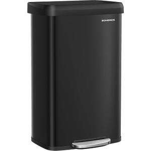 SONGMICS Kitchen Trash Can, 21 Gallon (80 L) Stainless Steel Garbage Can, with Stay-Open Lid and Step-on Pedal, Soft Closure, Tall, Large and Space-Saving, Black ULTB534B01