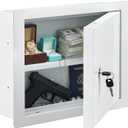 Zonon In-Wall Safe with Key Lock, Small In-Wall Hidden Safe Galvanized Steel Box Lockable Wall Compartment Secure for Money Jewelry at Business or Home 15.7-inch Width(White,15.7 x 12 x 4 Inch)