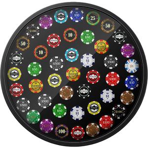 Silipull 45 Round Poker Chip Display Case 15.7 Inch Golf Poker Chip Holder for 39/40mm Wall Mount or Tabletop Display Frame Gift for Men Collectors Souvenir Christmas