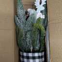 Small Table Top Christmas Tree with Lights, Mini Christmas Tree Decorations with Reindeer Pine Cones Berries Lamb Leaves Ornaments for Home Party Office Indoor Decorations 12Inch, Black & White Plaid