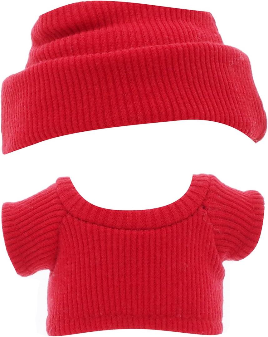 8 x Etistta 17cm Doll Clothes with Cap, Knit Top Hat Clothes for 17cm Doll Accessories Outfits (Red)