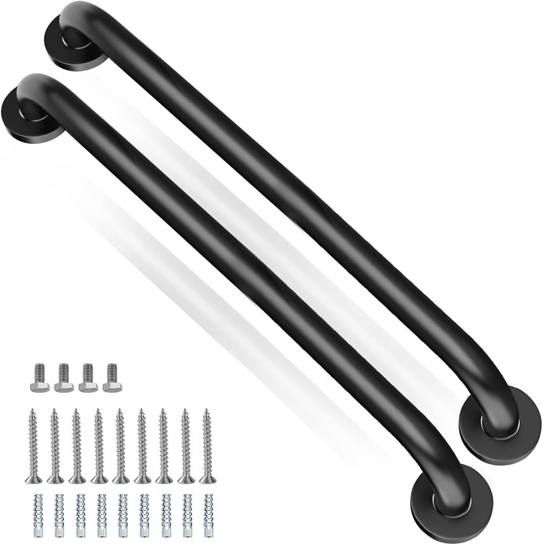 Shower Grab Bars, 2 Pack 24 Inch Heavy Duty Non-Slip Bathroom Grab Bars, 1.25" Diameter Bathroom Safety Handle for Elderly, Handicap Assist Grab Bar for Bathtub/Shower/Toilet