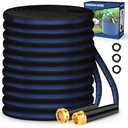 Toolasin Garden Hose 50ft, Non-Expanding, Lightweight, Leak-Proof Metal interface, No-Knots, Portable, Wear-Resistant, Sturdy, Flexible, Water Hose for Yard, Garden, Black Dark Blue