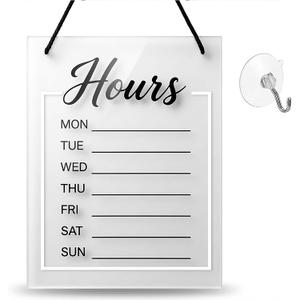 Business Hours Sign Customizable, Dry Erase Store Hours Sign with Rope and Suction Cup, Open and Closed Sign for Cafe/Salon/Barbershop