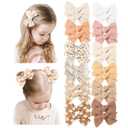 Niceye 24 PACK Baby Girl Hair Clips Set, Hair Bows Barrettes Handmade Accessories Alligator Clip for Babies Infant Toddlers Kids in Pairs (Sand Brown)