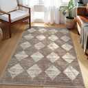 Lahome Moroccan Treills Area Rug - 3x5 Beige Rugs for Living Room Washable Entry Mat, Checkered Modern Soft Pet Friendly Indoor Accent Carport for Coffee Table Bedroom Family Dinning Room Playroom
