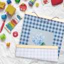 LKETW Blue Hydrangea Floral Poster Hanger Frame 12x16 Inch, Preppy Blue Checkered Hydrangea Flower Wall Art Posters for Bedroom, Floral Hanging Banner Decor for Home Living Room Office