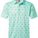Hardaddy Mens Golf Polo Shirts Dry Fit Short Sleeve Print Patterns Moisture Wicking Collared Funny Golf Shirts for Men Mint 3XL (XXXL)