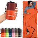 JAICOM Sleeping Bag Liner, Travel Sheets & Adult Sleep Sack, Ultralight and Portable Summer Sleeping Bag - Ideal for Backpacking, Hotels and Hostels, Business Trips, Camping (Orange)