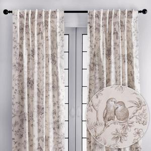 Maison d' Hermine Curtains for living room 100% Cotton 96 inch length Two Panels Light Filtering Toile Curtains for Bedroom Windows with rod and loop Pockets Drapes (Jouy Paradise Beige, 50"W x 96"L)